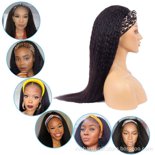 Uniky 30 Inch High Quality Virgin Remy Human Hair Wig Kinky Straight Yaki Full Lace Braided Natural Wigs for Women
